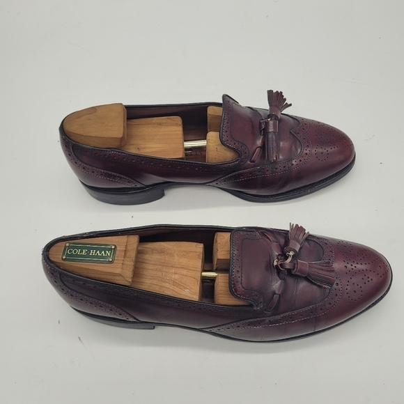 Allen Edmonds Shoes Men 8D Auburn  Burgundy Wingtip Slip On Loafers - Picture 2 of 15